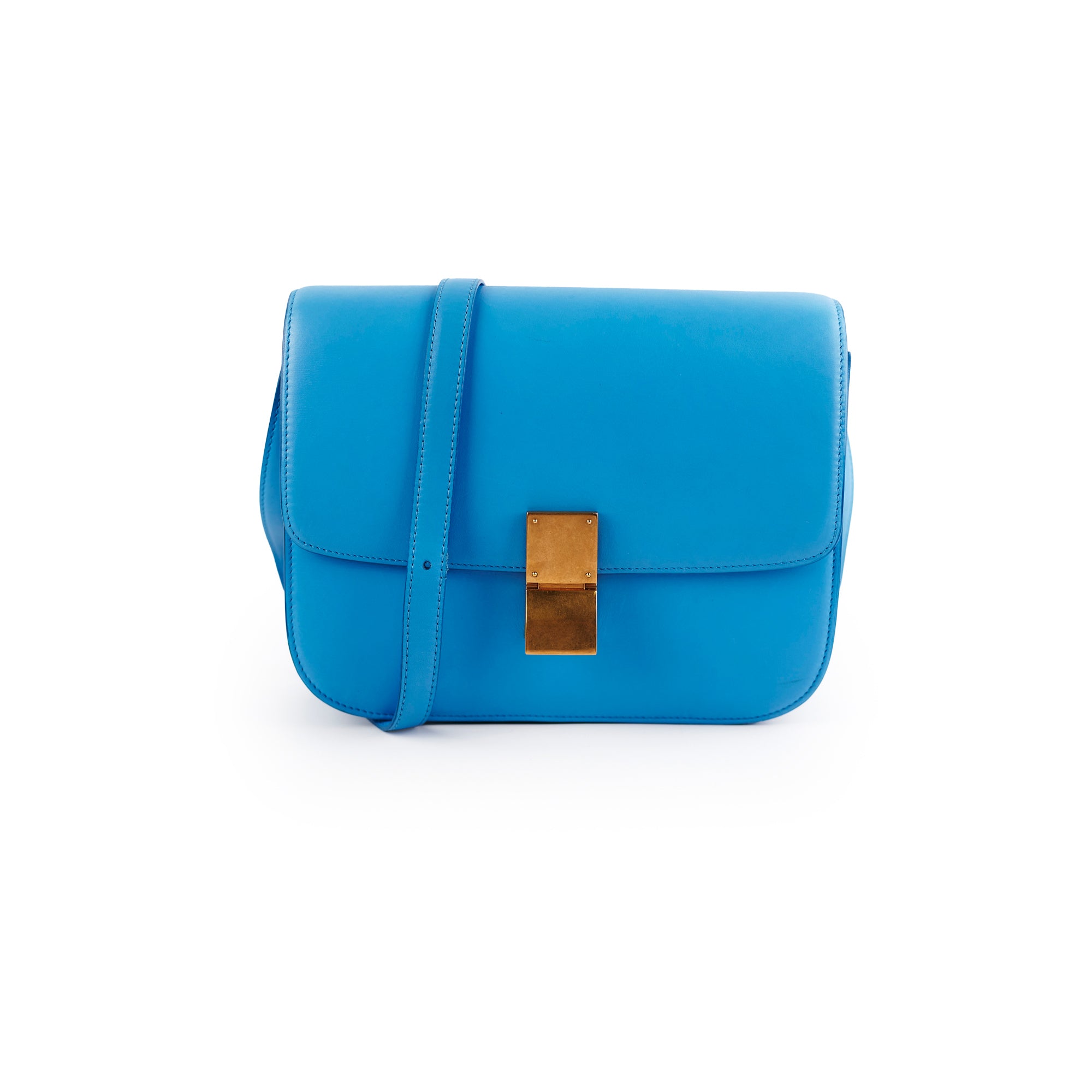 Celine Medium Aqua Blue Box Crossbody Bag - Luxury Leather Shoulder Purse for Women | Perfect for Date Night, Office & Travel