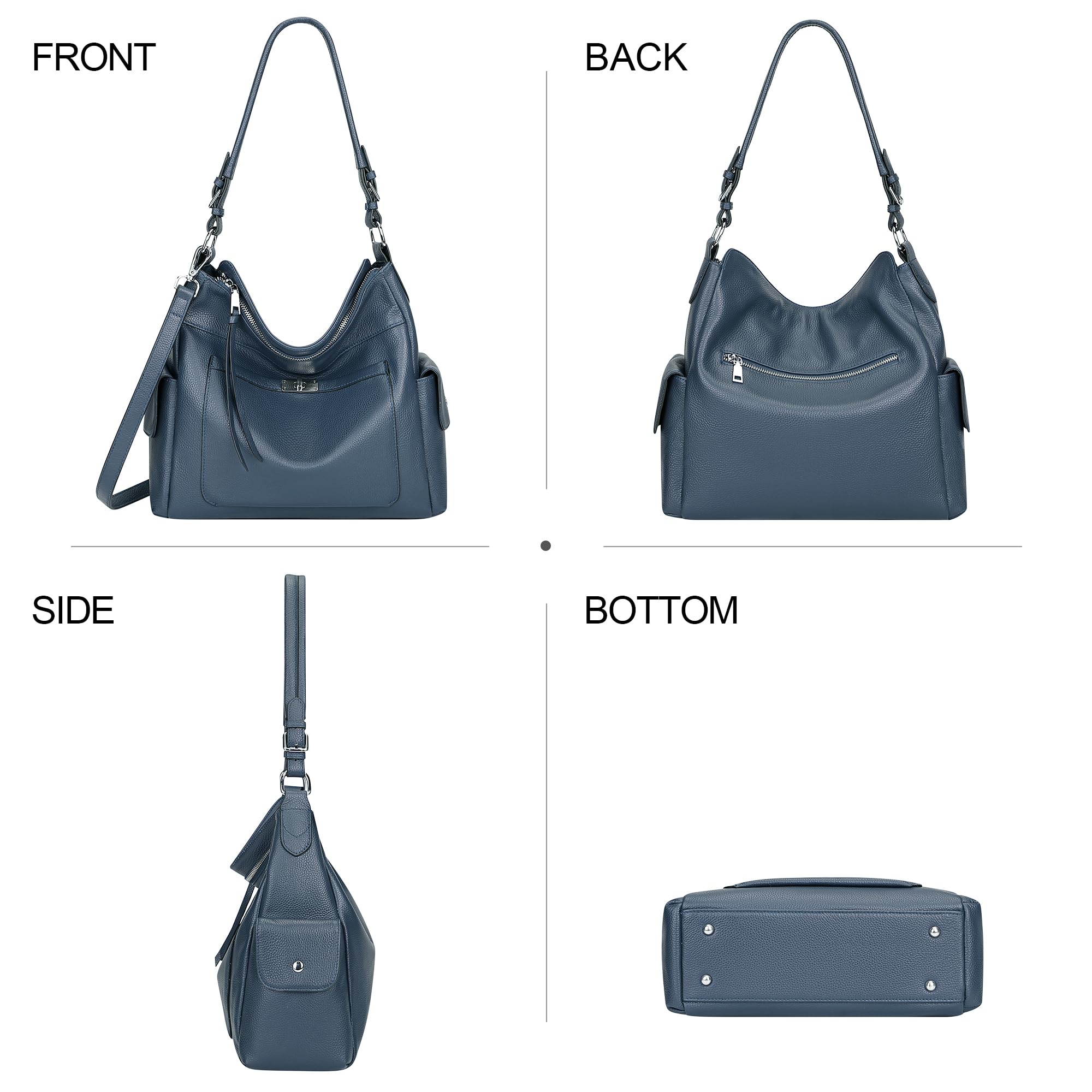 Premium Genuine Leather Hobo Handbags for Women - Stylish Shoulder & Crossbody Purse - Perfect for Work, Travel, and Everyday Use