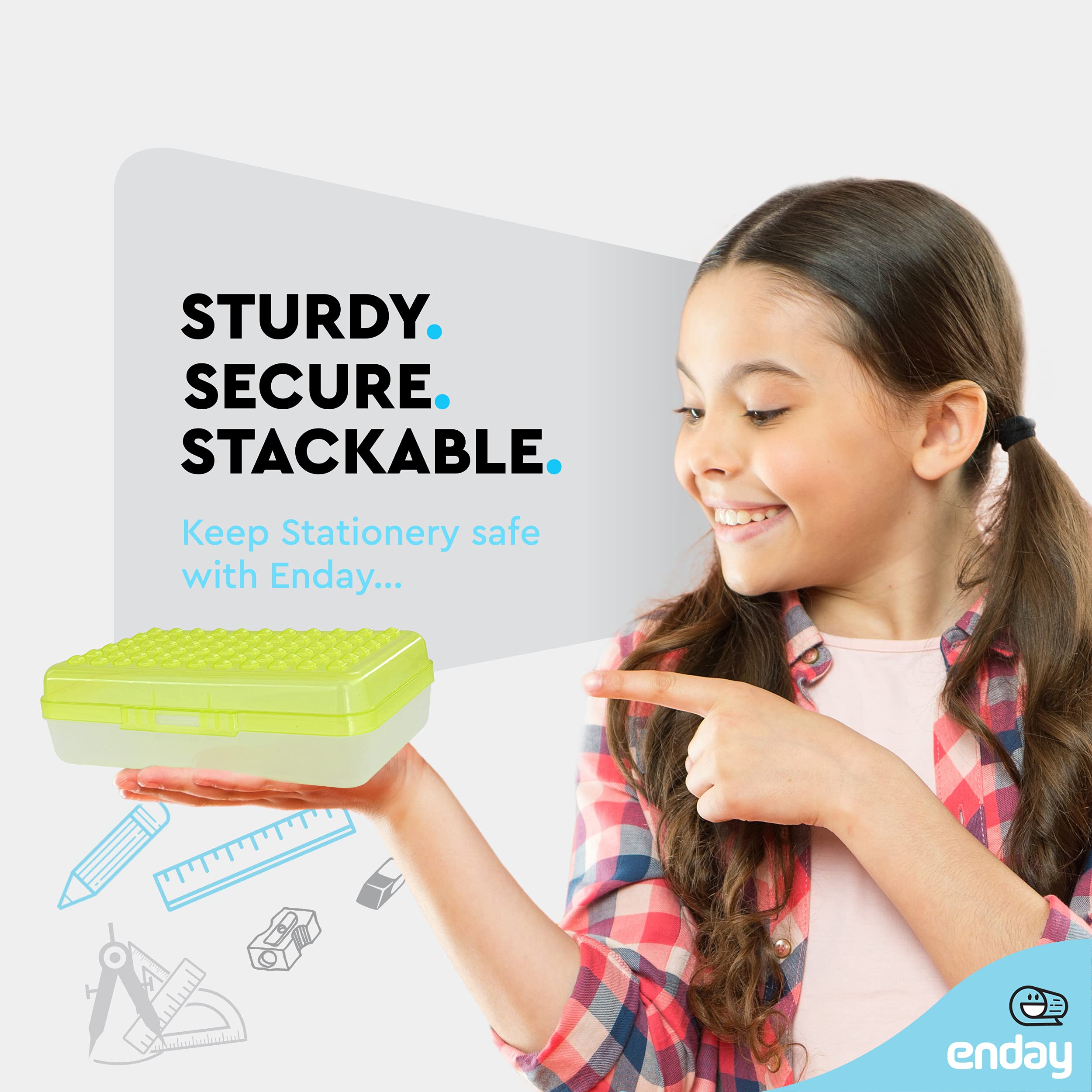 Enday Plastic Pencil Case with Snap Closure - Small Dots Design for School & Office Supplies Organization (Green, Pink, Grey, Purple, Red, Blue) - 24 Pack - Perfect for Students, Teachers & Professionals