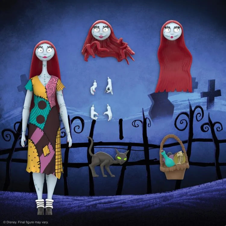 The Nightmare Before Christmas ULTIMATES! Sally Action Figure - Collectible Disney Tim Burton Movie Character Doll for Halloween & Christmas Decor - Perfect Gift for Fans & Collectors