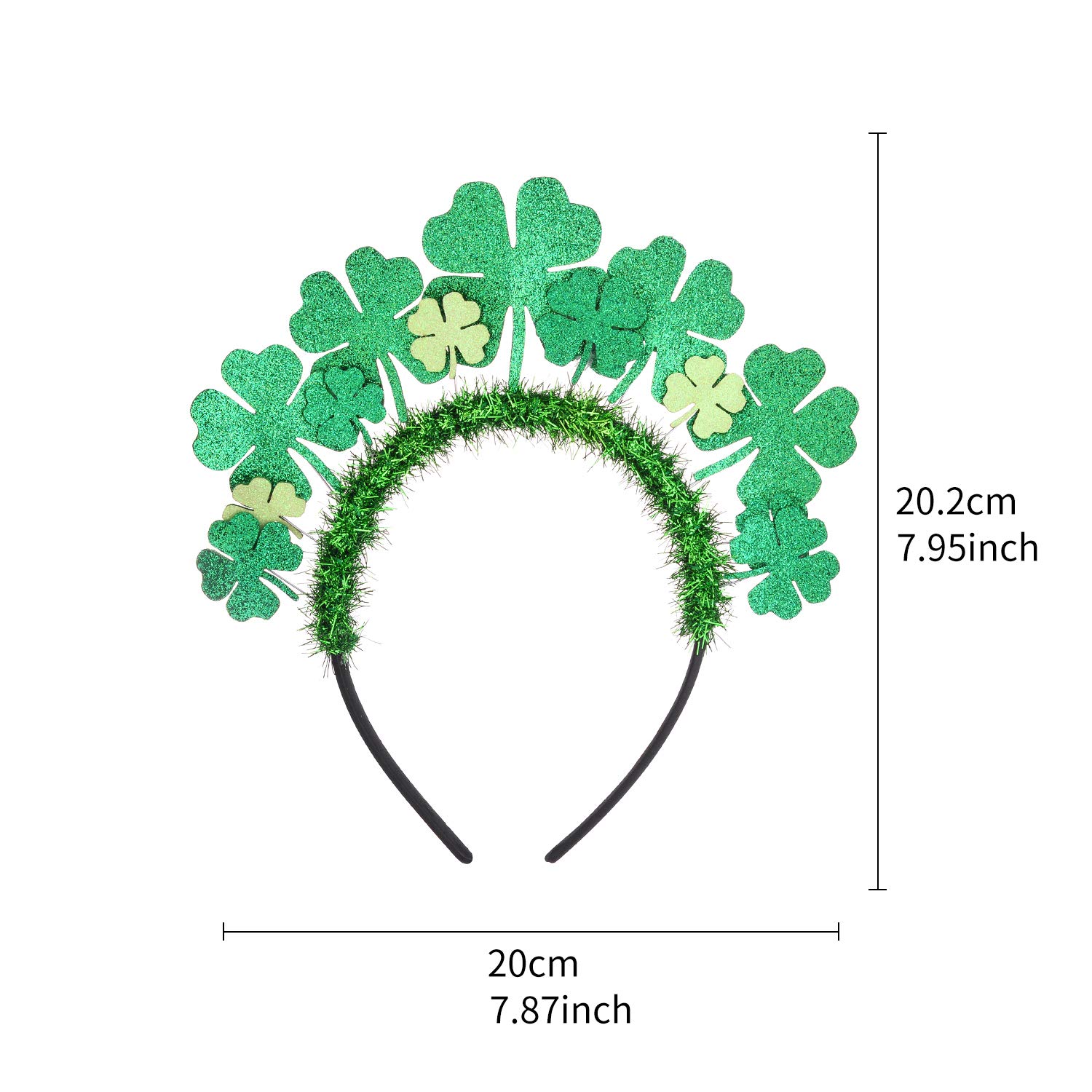 Lucky Clover Headband for St. Patrick's Day - Green Glitter Accessory for Party & Costume