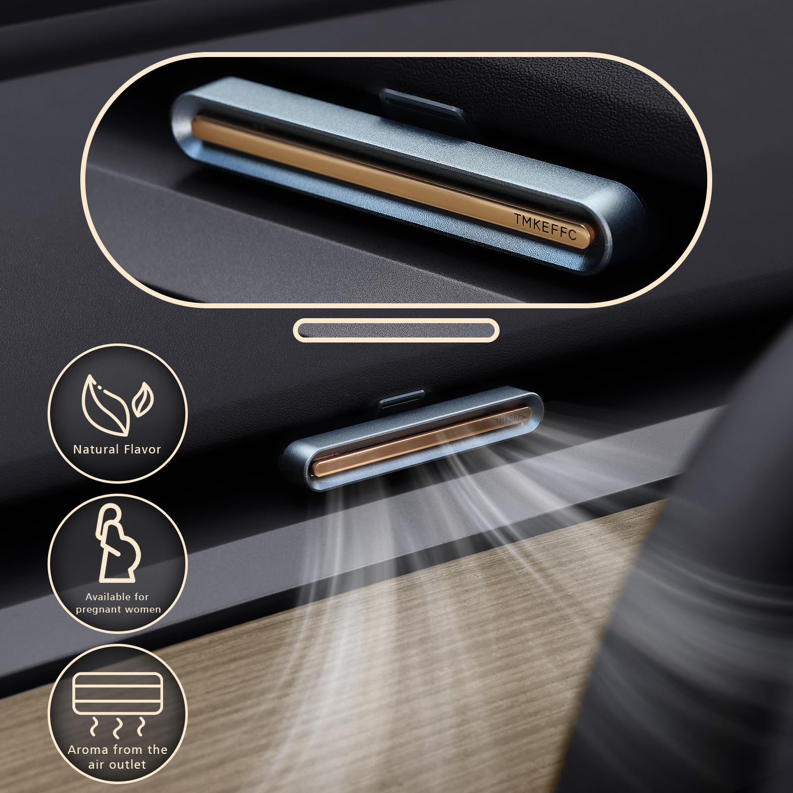 Premium Tesla Model Y & Model 3 Car Air Freshener Vent Diffuser - Reusable Fragrance Sticks Included (Blue Silver) | Eliminate Odors & Freshen Cabin Air for Road Trips & Daily Commutes