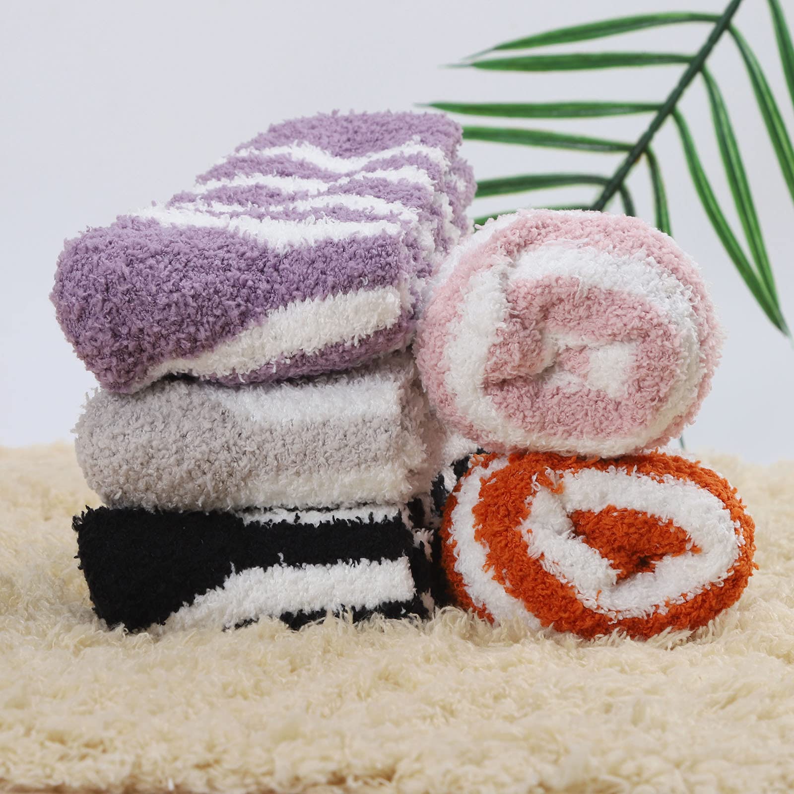 Cozy Fuzzy Socks for Women - 5 Pairs Soft Fluffy Plush Winter Socks | Warm Thick Knit Slipper Socks for Christmas Gifts, Lounge Wear & Home Comfort
