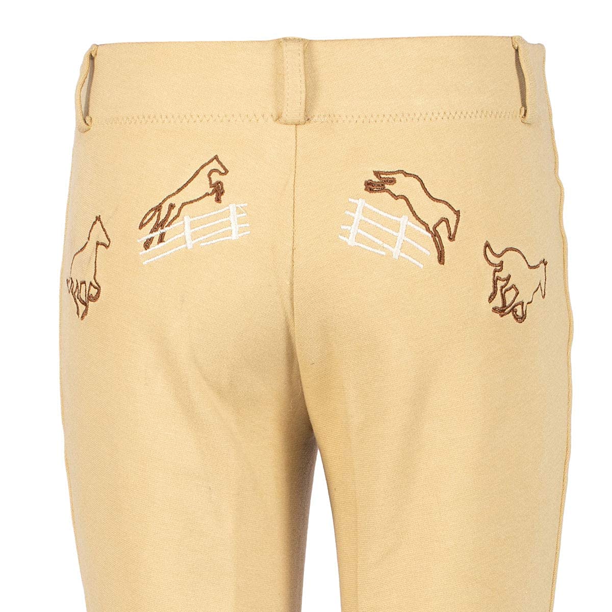 TuffRider Kids Cotton Embroidered Pull-On Jodhpurs - Comfortable Equestrian Riding Pants for Children - Perfect for Horseback Riding Lessons and Stable Activities