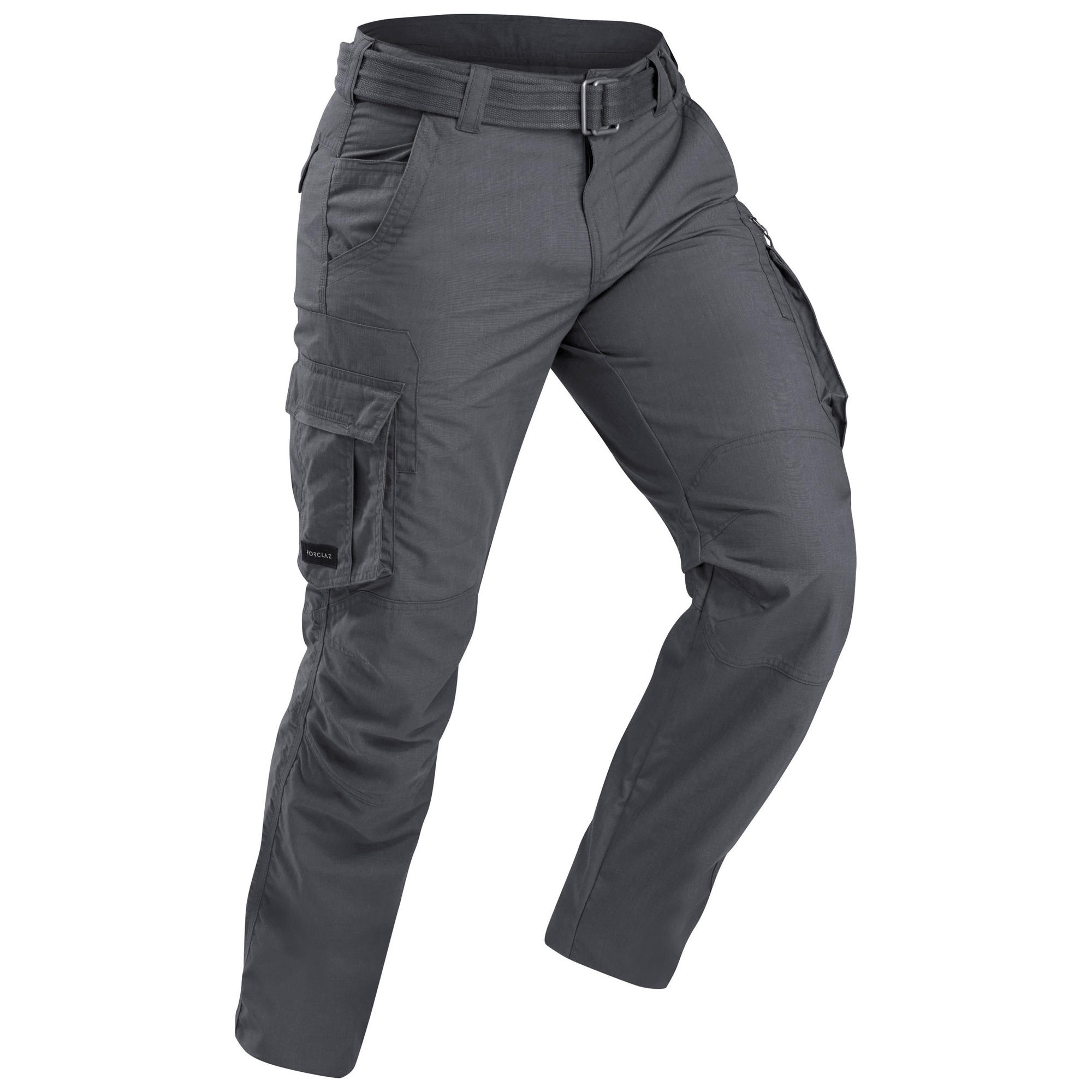 Forclaz Men's Travel Backpacking Cargo Pants - Lightweight Quick-Dry Hiking Pants with Multiple Pockets, TRAVEL 100 Grey - Perfect for Outdoor Adventures, Camping & Travel