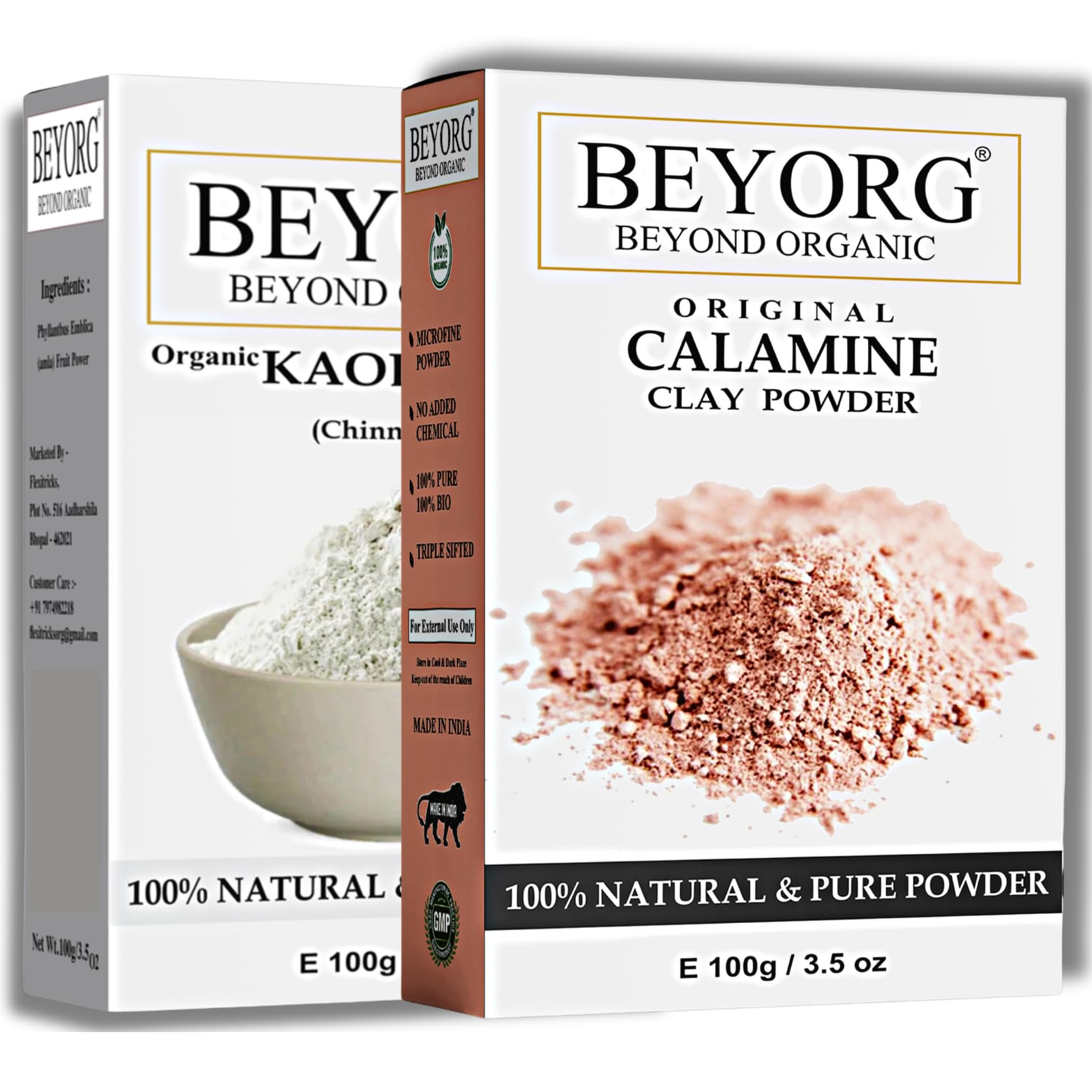 Kaolin Clay Powder & Calamine Clay Powder - 200g Natural Skin Care for Acne, Oily Skin & Detox - Face Mask, Body Scrub & DIY Beauty Treatments