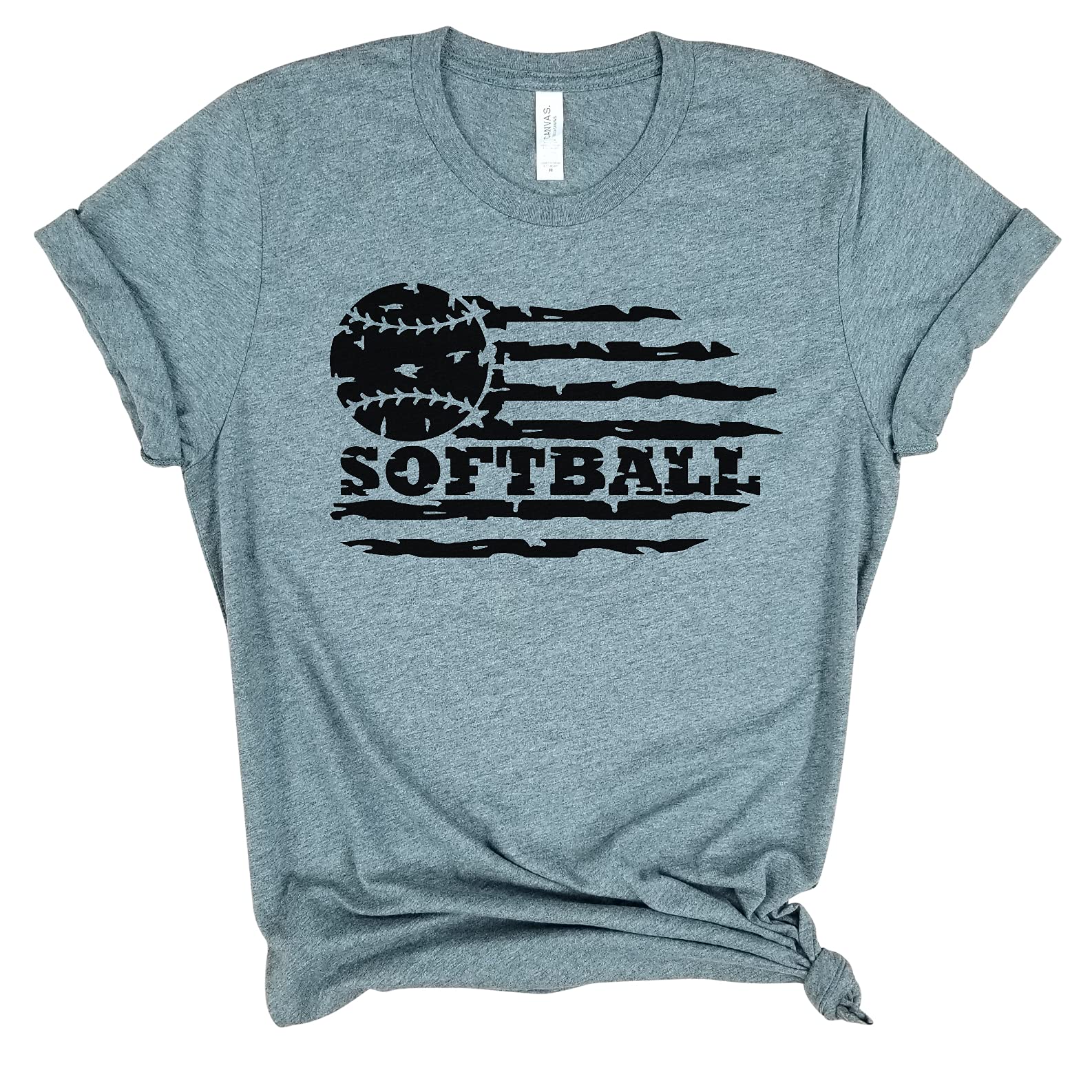 Softball Flag T-Shirt for Women - Softball Mom & Fan Gift - Game Day Shirt for Sports Moms - Perfect for Softball Games, Team Spirit & Mother's Day Gifts
