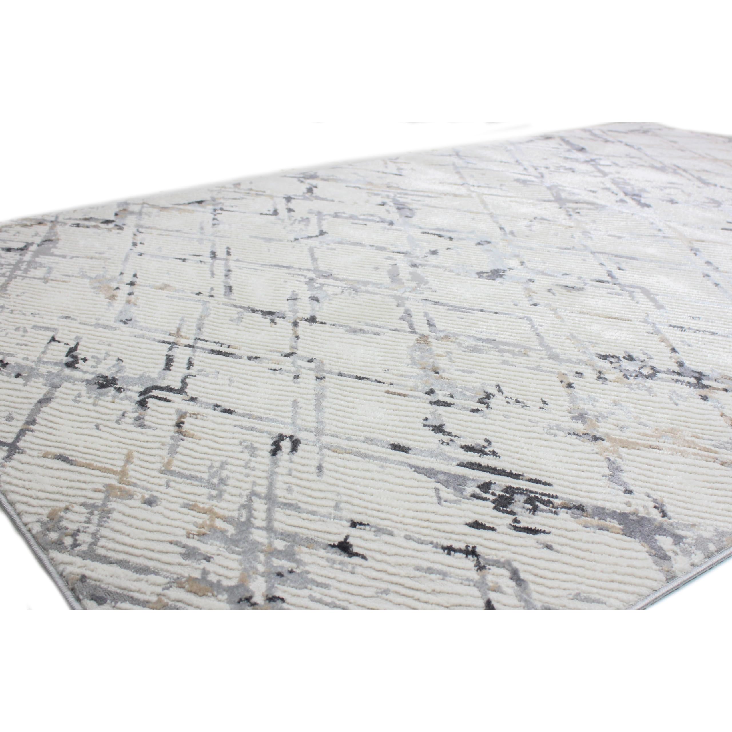 Bashian Collection Area Rug - Premium Power Loom Polypropylene & Polyester - Non-Slip Runner Rug for Entryway, Living Room, Bedroom - 7.6’ x 9.6’ Ivory Grey - Soft & Durable Home Decor for Modern Houses & Apartments