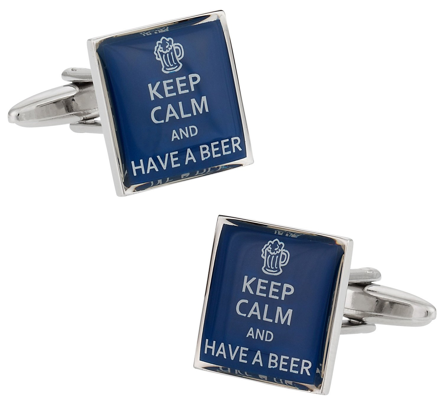 Keep Calm and Drink Beer Cufflinks for Men - Funny Novelty Gift Box with Travel Presentation - Perfect for Weddings, Parties & Gifts