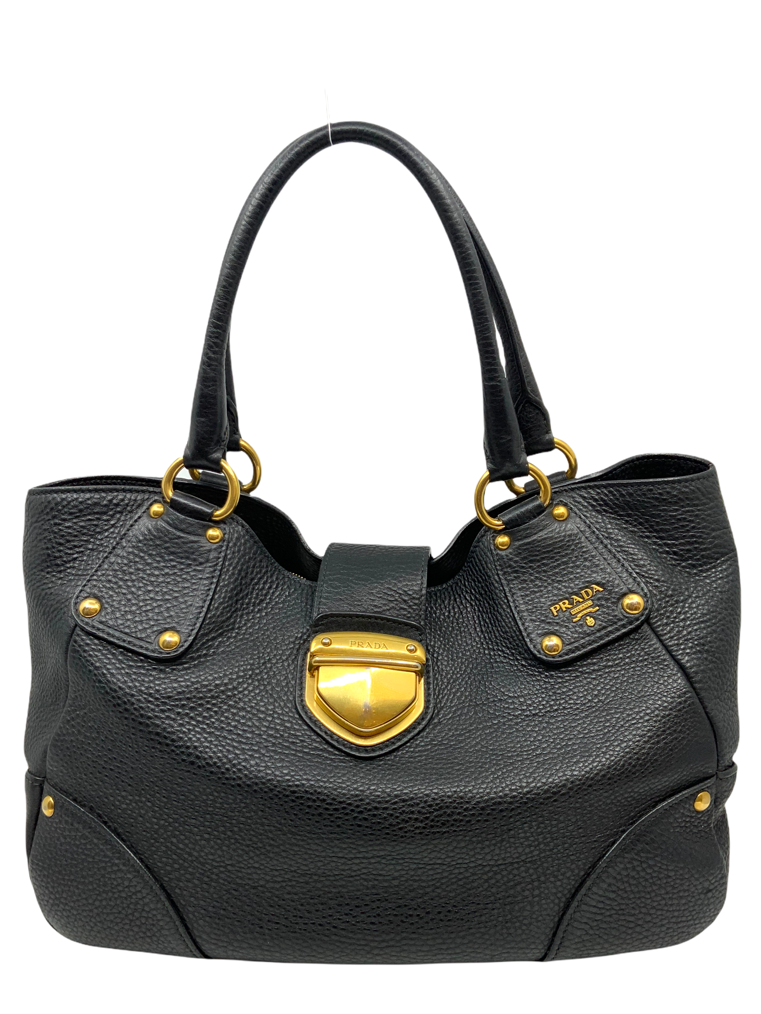Prada Vitello Daino Leather Top Handle Tote Bag for Women | Luxury Designer Handbag for Work, Travel & Everyday Use