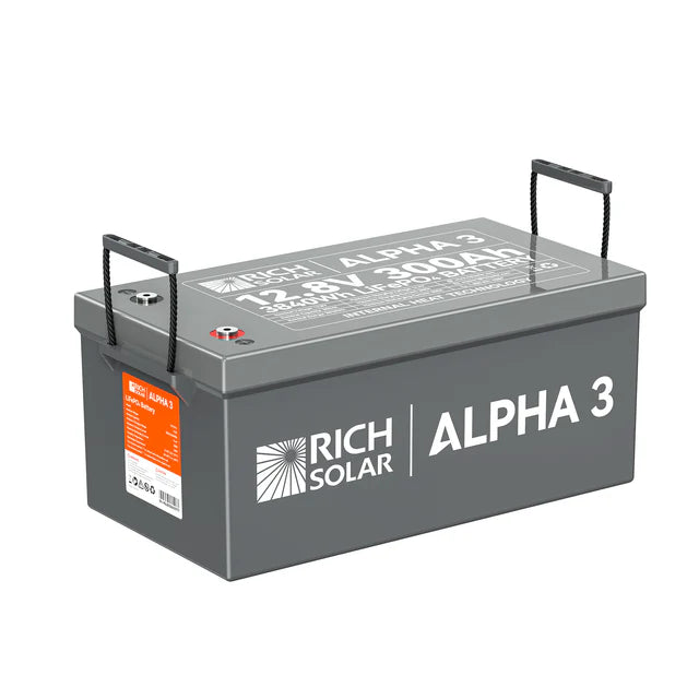 Rich Solar Alpha 3 12V 300Ah LiFePO4 Lithium Iron Phosphate Battery - Deep Cycle Solar Battery for RV, Marine, Off-Grid & Solar Power Systems