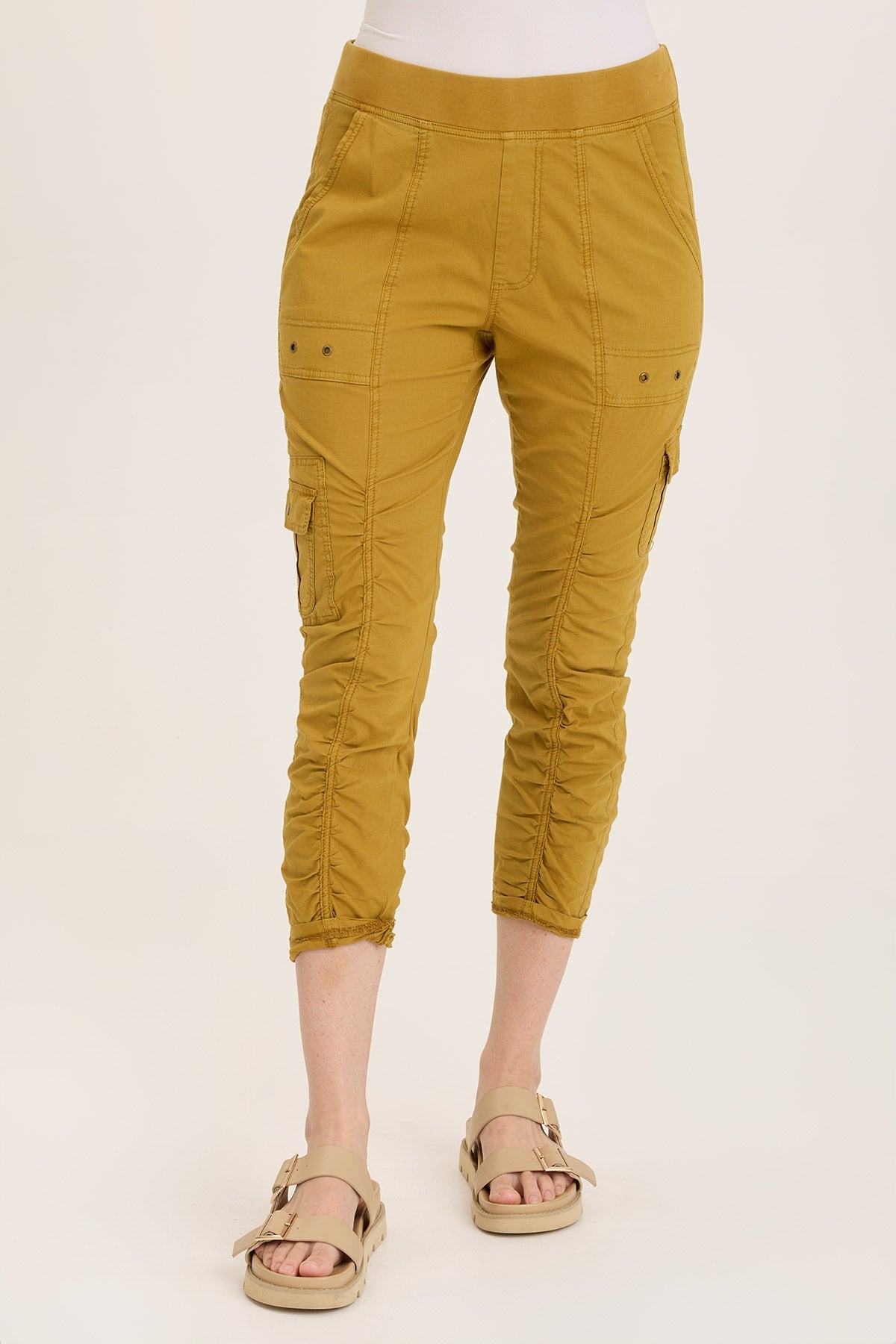 Tilton Stretch Poplin Ruched Skinny Pants for Women - High Waisted Slim Fit Trousers with Elastic Waistband | Perfect for Office, Business Casual & Everyday Wear