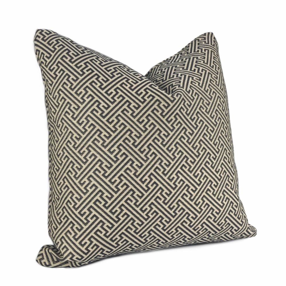 Premium Naxos Dark Brown Beige Greek Key Pillow Cover - Decorative Throw Pillow Case with Fabric by the Yard Option - Perfect for Sofa, Bedroom & Living Room Decor