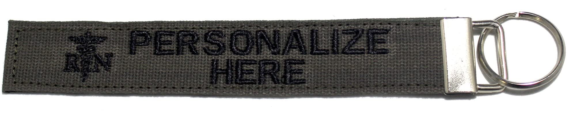 Custom Logo Keychain Luggage Tag - Personalized Name ID Tag with Olive Drab Webbing Strap (6 Inch) - Perfect for Travel, Gym Bags & Backpack Identification