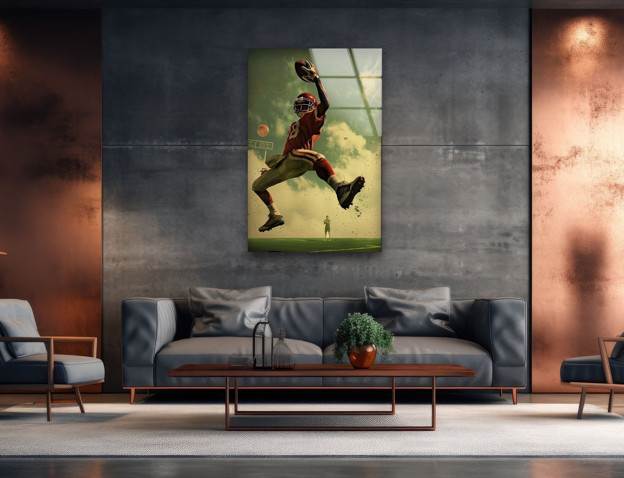 NFL American Football Glass Wall Art - Premium Home & Office Decor for Sports Fans & Man Cave