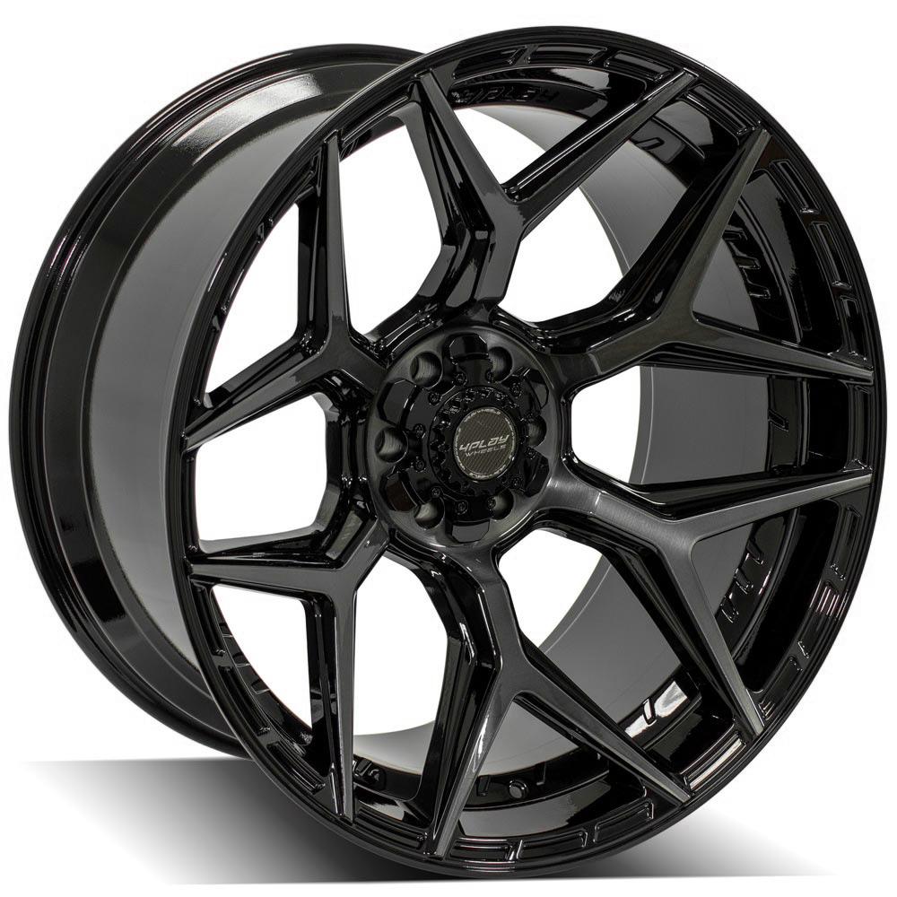 4Play Gen3 4P06 Gloss Black Wheels with Brushed Face & Tinted Clear - 24x12.0 44 Offset 6x139.7/6x135mm 106.1mm Hub - Perfect for Off-Road Trucks, SUVs, and Custom Builds