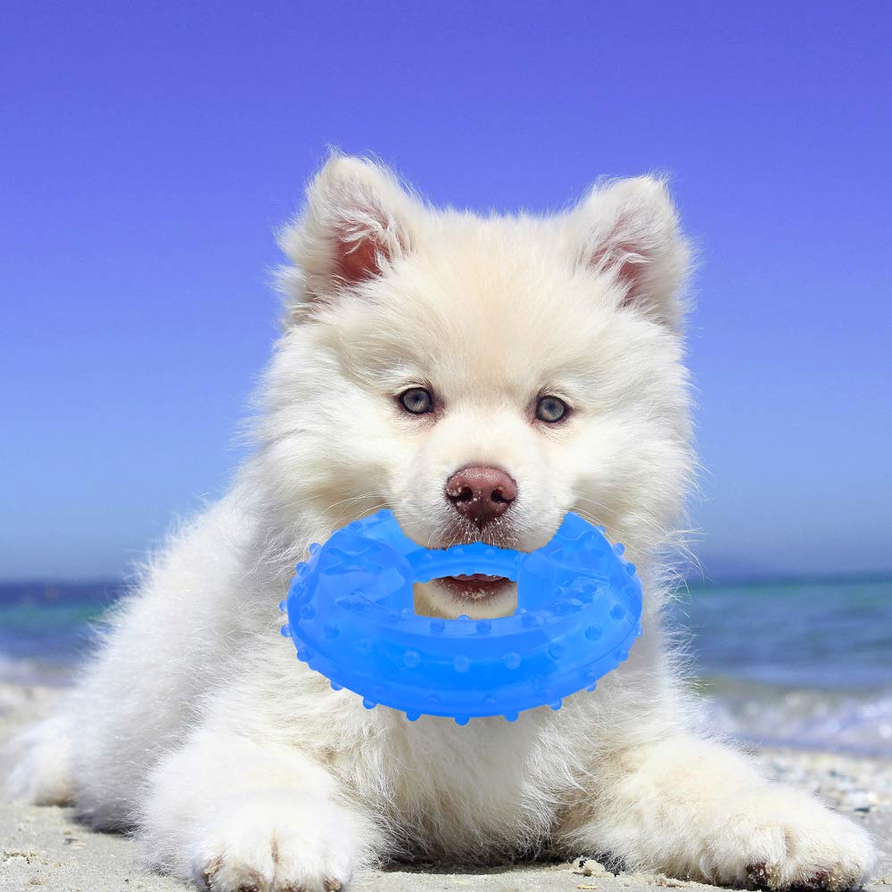 Freezeable Dog Cooling Chew Toy - Durable Puppy Teething Ring for Summer, Ice Soothing Chew Bone for Small & Large Dogs - Perfect for Hot Weather, Teething Relief & Playtime