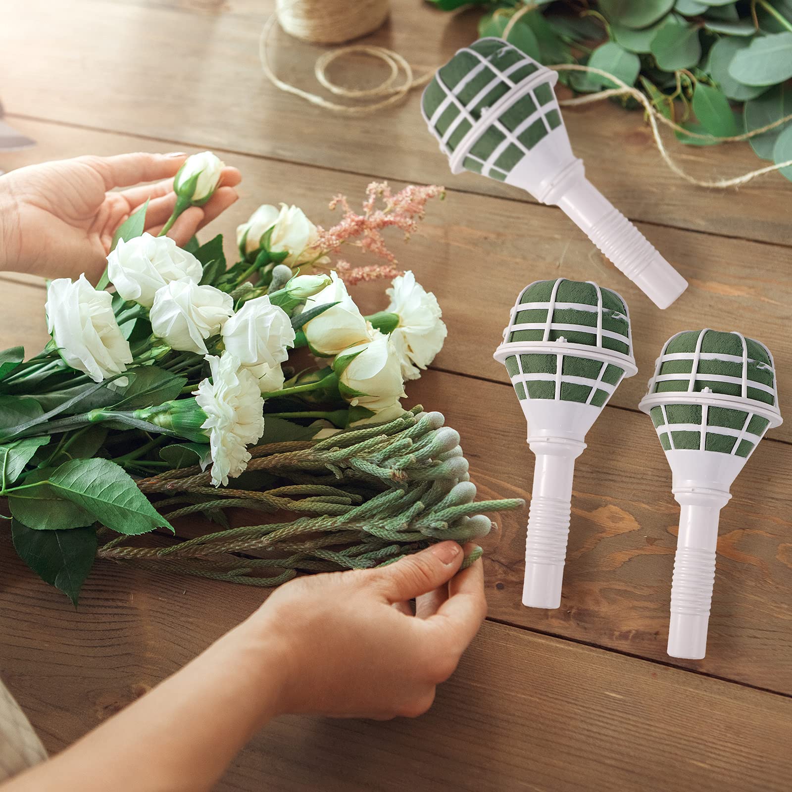 Geiserailie 10-Piece Wedding Bouquet Holder Set - Bridal Bouquet Holders for Artificial Flowers, Foam Bouquet Handle for Wedding Flower Arrangements, Gardening Supplies - Perfect for DIY Bridal Bouquets, Floral Centerpieces & Home Decor