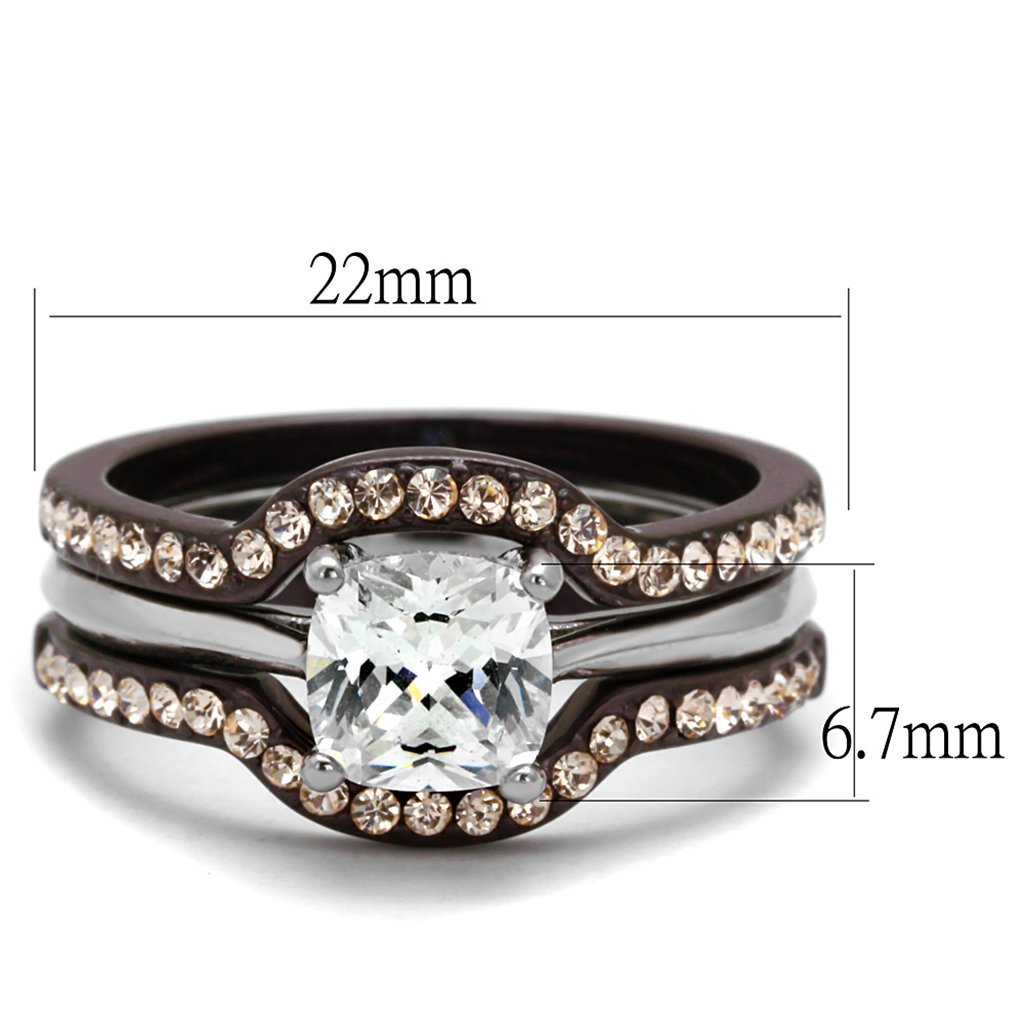 1.85ct Cushion Cut Brown CZ Wedding Ring Set for Women Size 5-10 - Elegant Bridal Jewelry