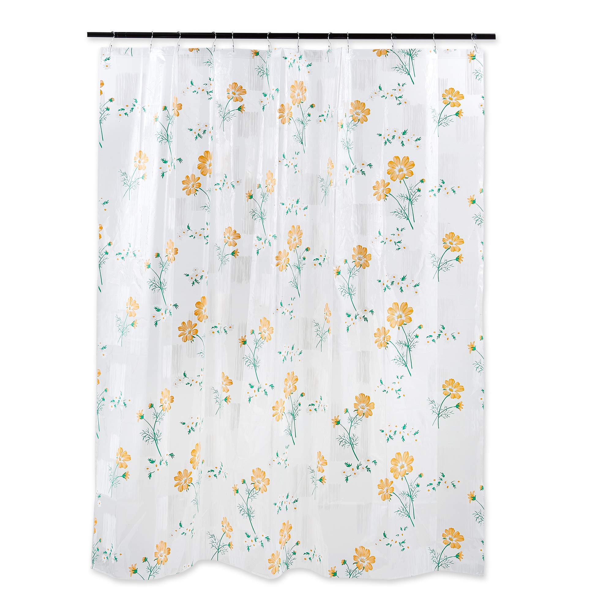 6' Orange and Green Floral Print Shower Curtain - Waterproof Bathroom Decor for Modern Homes, Perfect for Bathrooms, Dorms & Guest Rooms