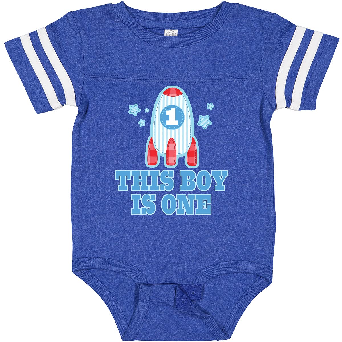 Inktastic 1st Birthday Boy Rocket Ship Baby Bodysuit - Cute Astronaut Theme Outfit for Baby Boys 1st Birthday Party, Photo Shoot & Special Occasions