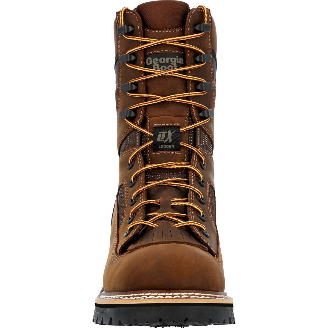 LTX Logger Waterproof Work Boots for Men - Steel Toe Safety Boots with Slip Resistant Outsole - Durable Construction Work Shoes for Logging, Hiking & Outdoor Jobs