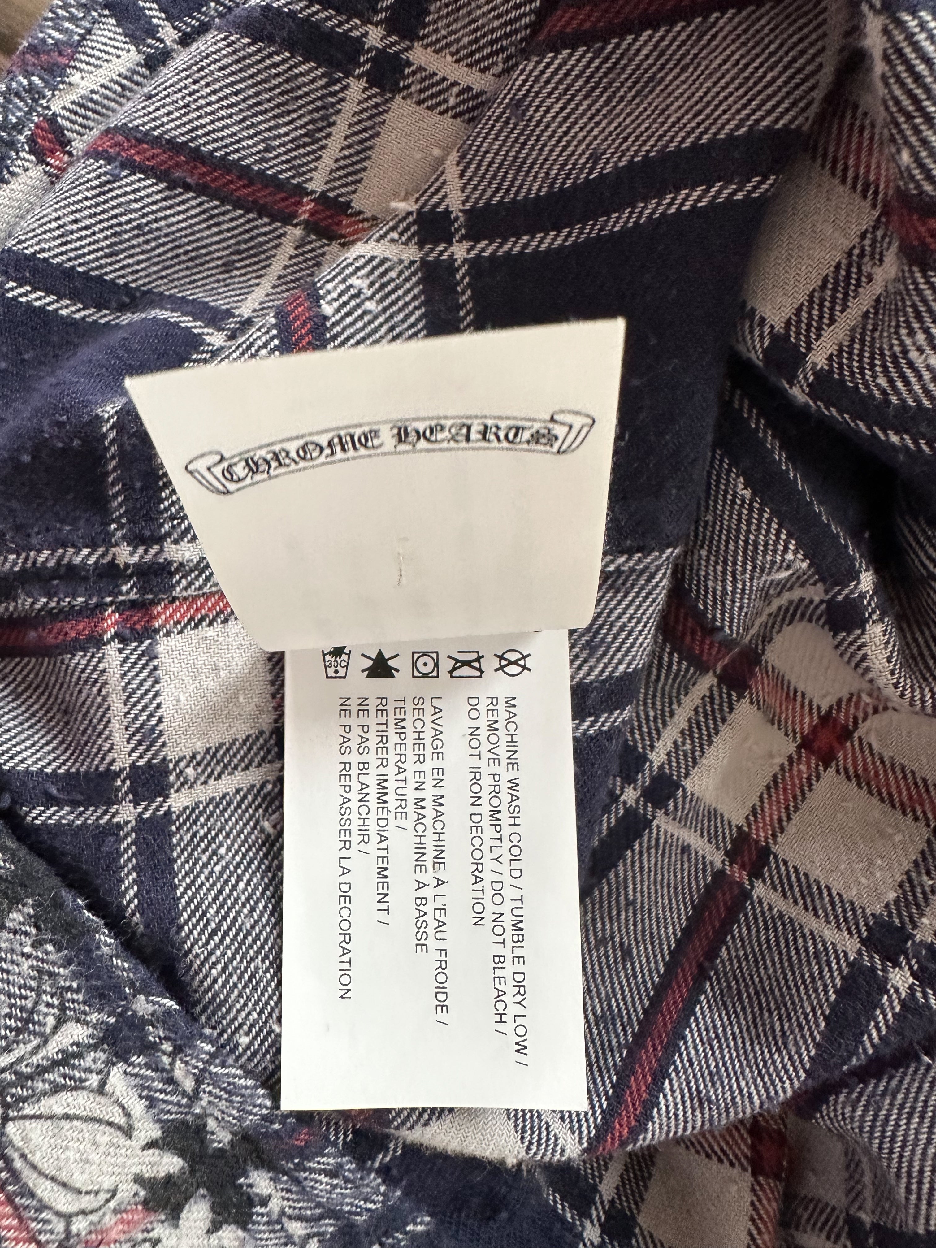 Chrome Hearts Blue Cross Patch Jacquard Button Up Shirt for Men | Gothic Fashion Streetwear | Perfect for Casual Outings and Music Festivals