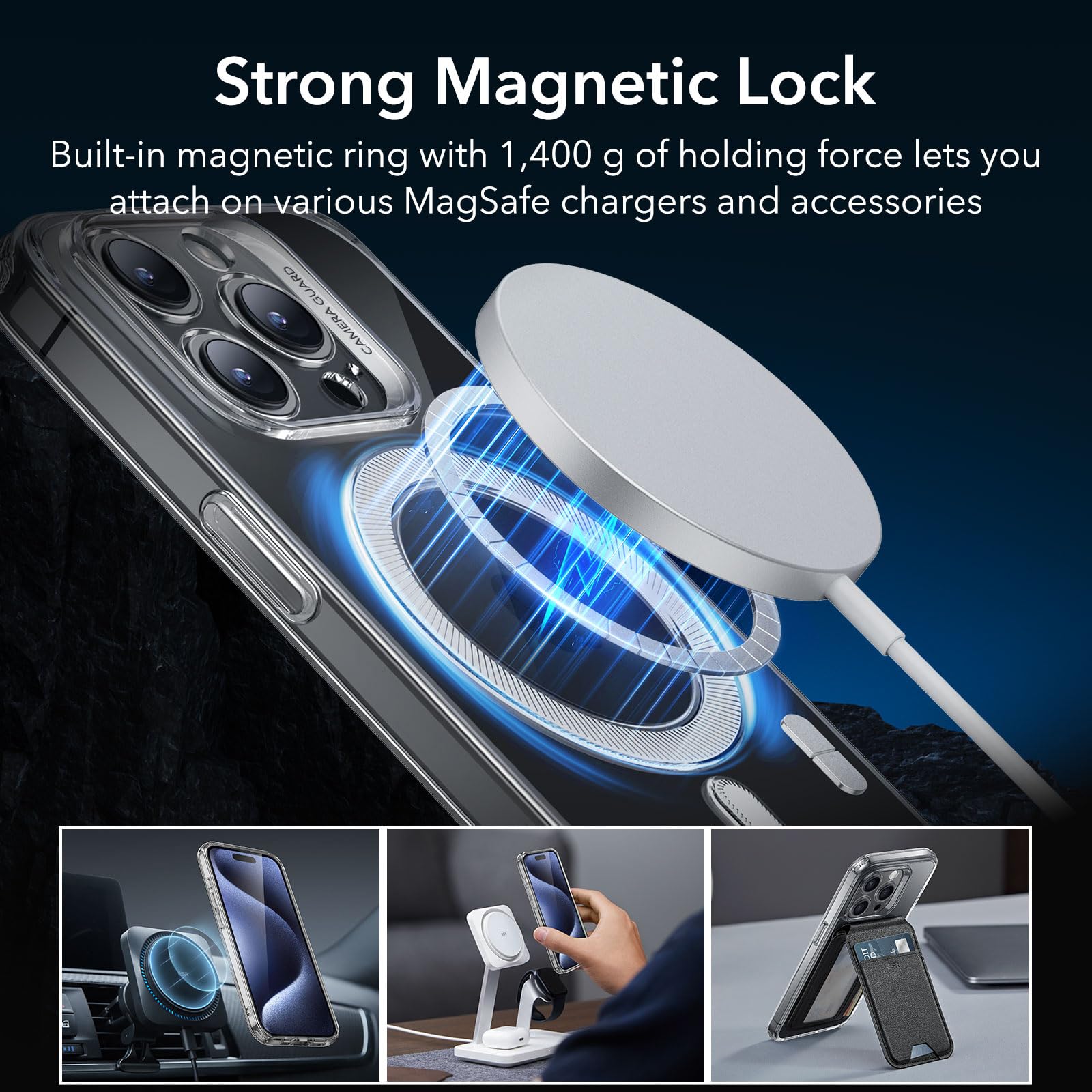 ESR for iPhone 15 Pro Max Case - MagSafe Compatible Clear Shockproof Thin Cover | Yellowing-Resistant Slim Transparent TPU Magnetic Phone Case | Perfect for Everyday Protection & Wireless Charging