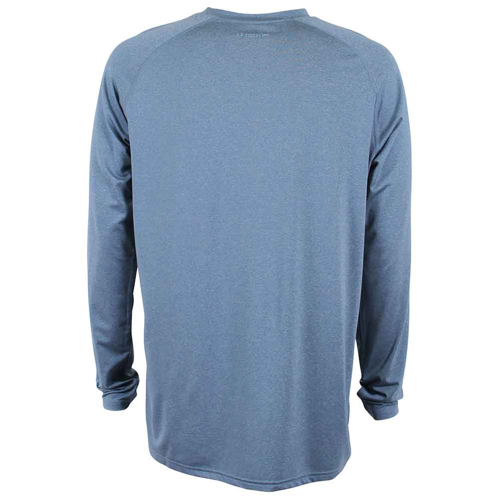 AFTCO Samurai Long Sleeve Sun Protection Performance Shirt - UPF 50+ Fishing & Outdoor Shirt in Space Blue Heather | Ideal for Fishing, Boating, Hiking & Outdoor Activities