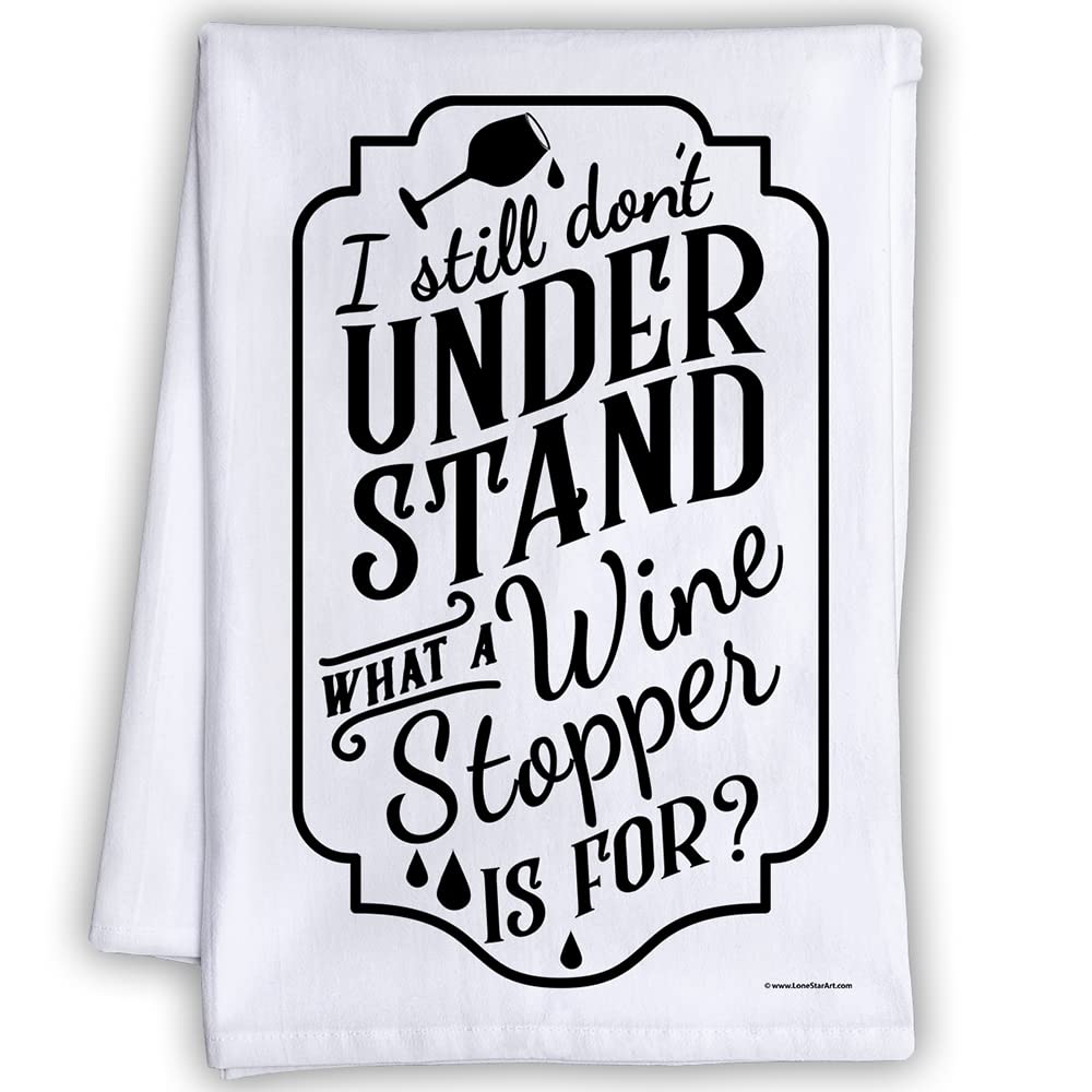 Funny Wine Stopper Kitchen Towels with Sayings - Decorative Dish Towels for Housewarming Gifts - Multi-Use Cute Kitchen Accessories - Perfect Funny Gifts for Women | Great for Wine Parties, Kitchen Decor & Hostess Gifts