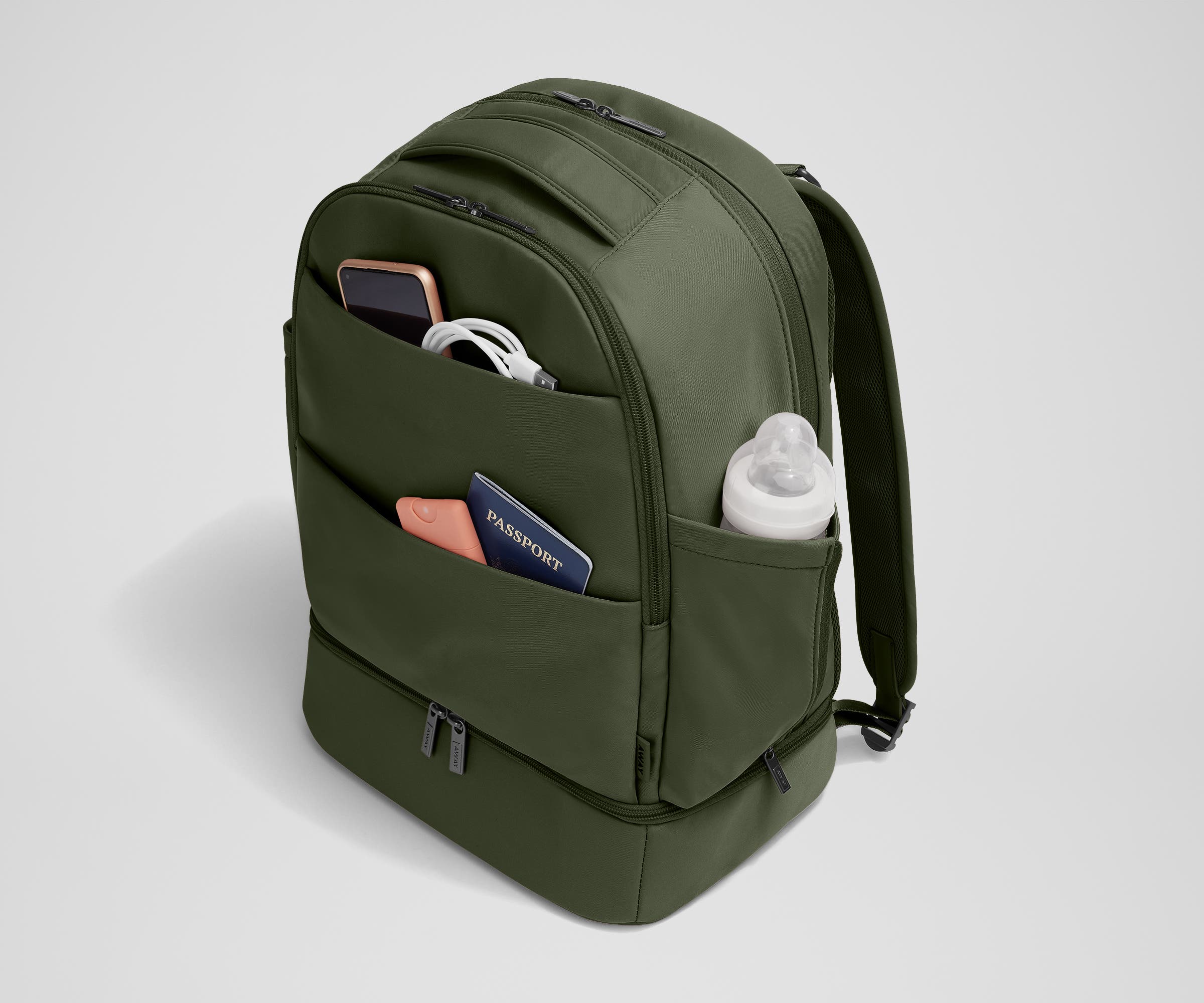 Premium Olive Green Double Diaper Backpack - Spacious Baby Essentials Organizer for Travel, Hiking & Daily Parenting - Waterproof & Durable Diaper Bag for Moms & Dads