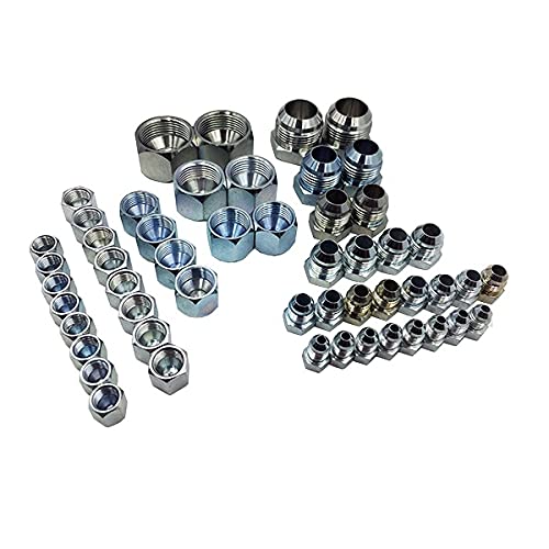 JIC 37° Cap & Plug Assortment Kit - 52 Piece Flare Thread Adapter AN Hydraulic Fitting Set for Automotive, Industrial & Marine Applications