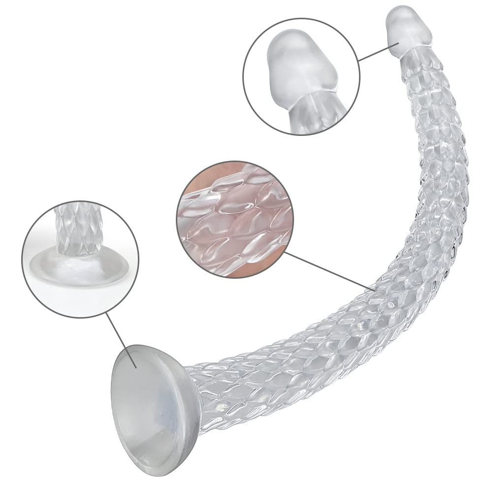 Extra Long 16 Inch TPE Anal Plug - Transparent Stretching Dildo for G-Spot & Prostate Stimulation - Flexible Adult Sex Toy for Men, Women & Couples - Beginner to Advanced Anal Training & Pleasure Play