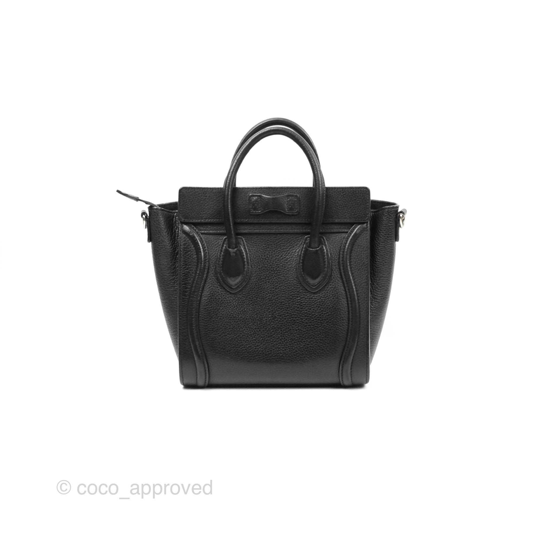 Celine Nano Luggage Bag in Black Drummed Calfskin Leather - Perfect for Work, Travel & Everyday Luxury Handbag