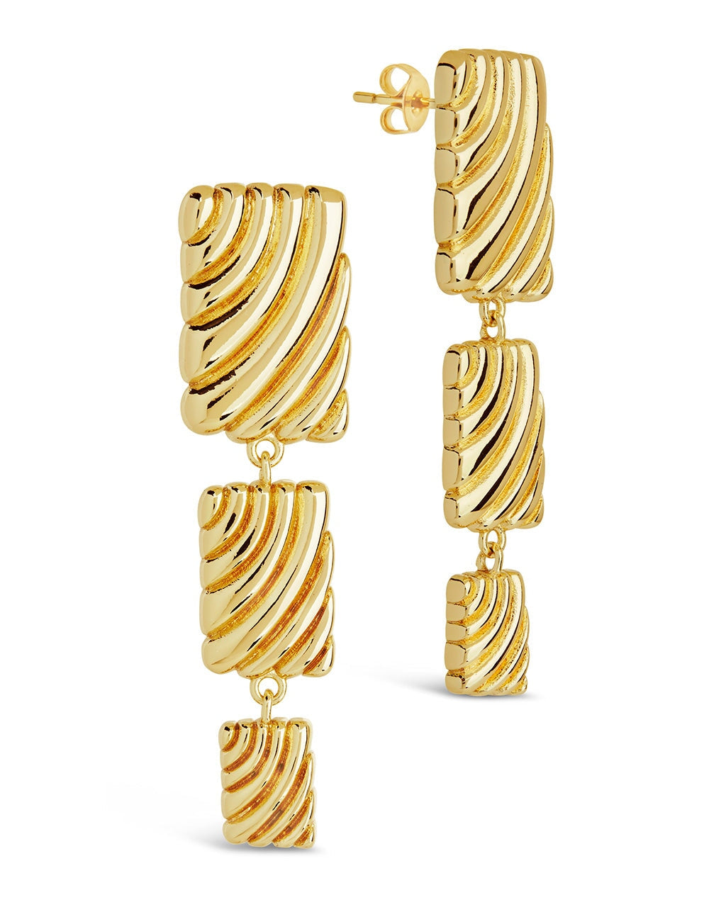 Haydée Triple Textured Drop Stud Earrings for Women - Elegant Gold & Silver Dangle Earrings for Party, Wedding & Everyday Wear