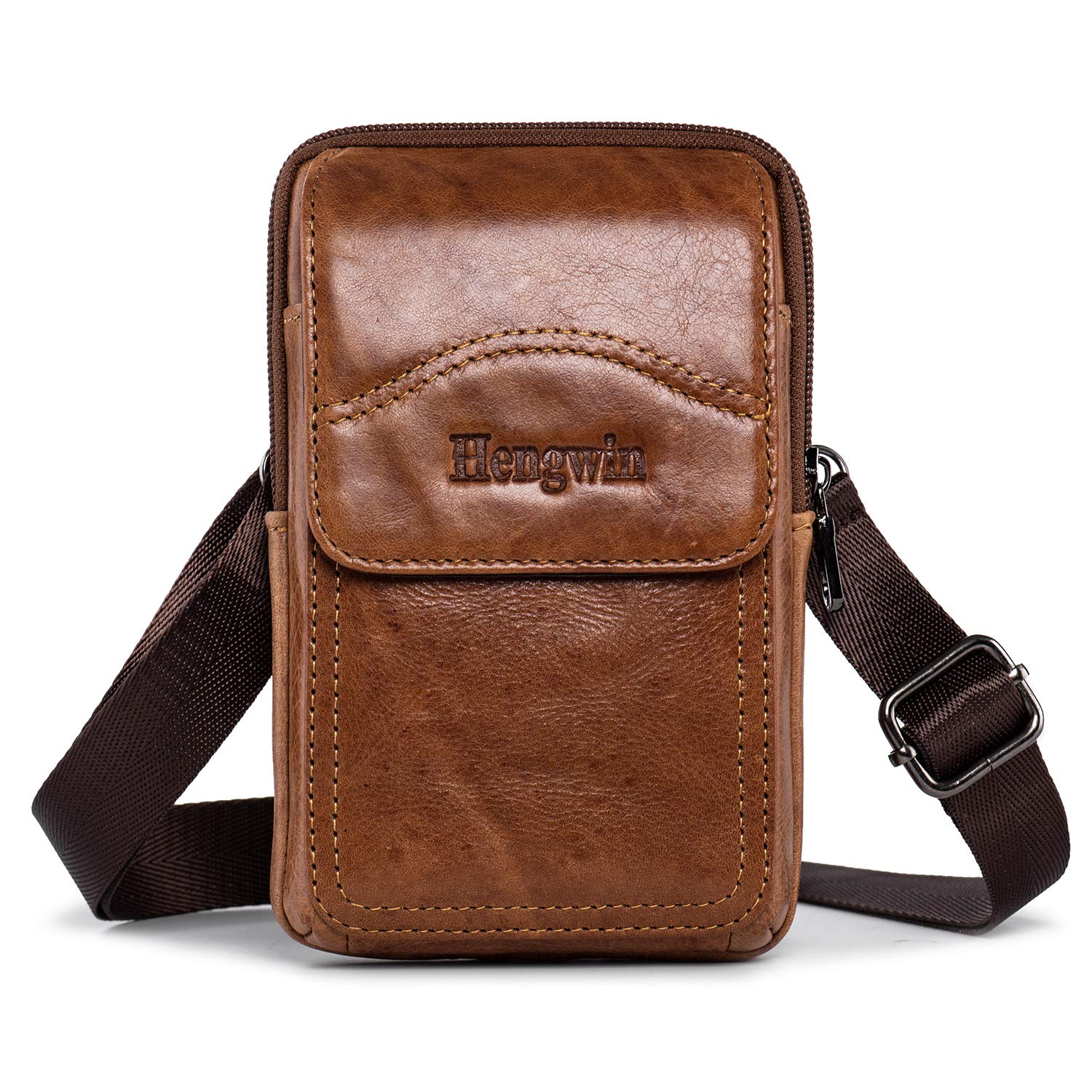 Premium Genuine Leather Phone Holster for iPhone 16 Pro Max/15 Pro Max/14 Pro Max/13 Pro Max & Samsung Galaxy S25 Ultra/S24/S23 Ultra - Belt Clip Pouch, Shoulder Bag & Crossbody Purse Case (Brown) - Perfect for Outdoor Activities, Work & Travel