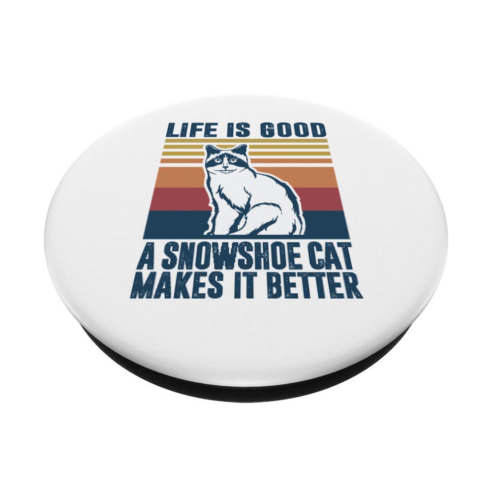 Snowshoe Cat PopSockets PopGrip - Swappable Phone Grip for iPhone & Android - Perfect Gift for Cat Lovers, Cat Moms & Dads - Great for Work, Travel & Everyday Use