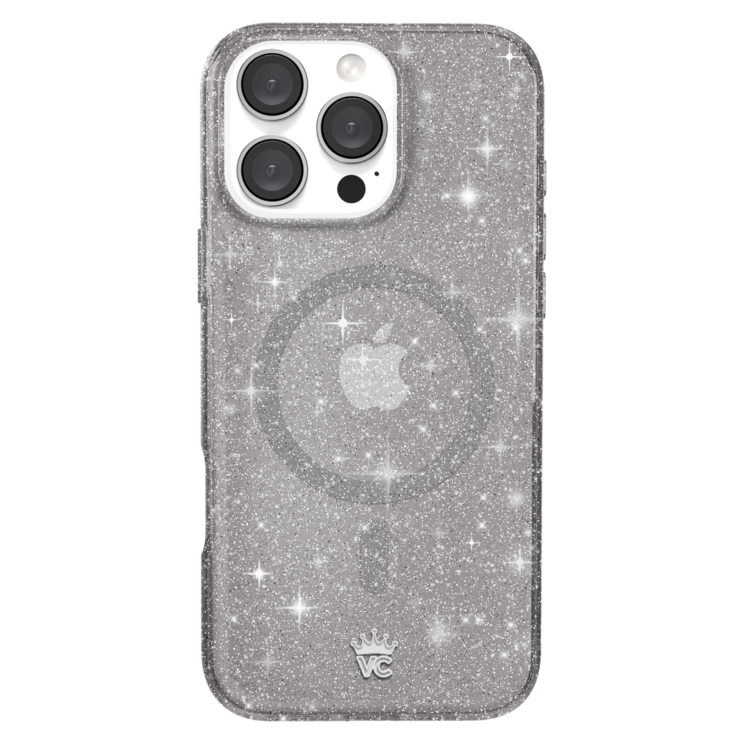 Sparkle Grey Stardust Glitter iPhone Case - Protective & Stylish Phone Cover for iPhone 13/14/15 Pro Max - Perfect for Parties, Events & Everyday Glam