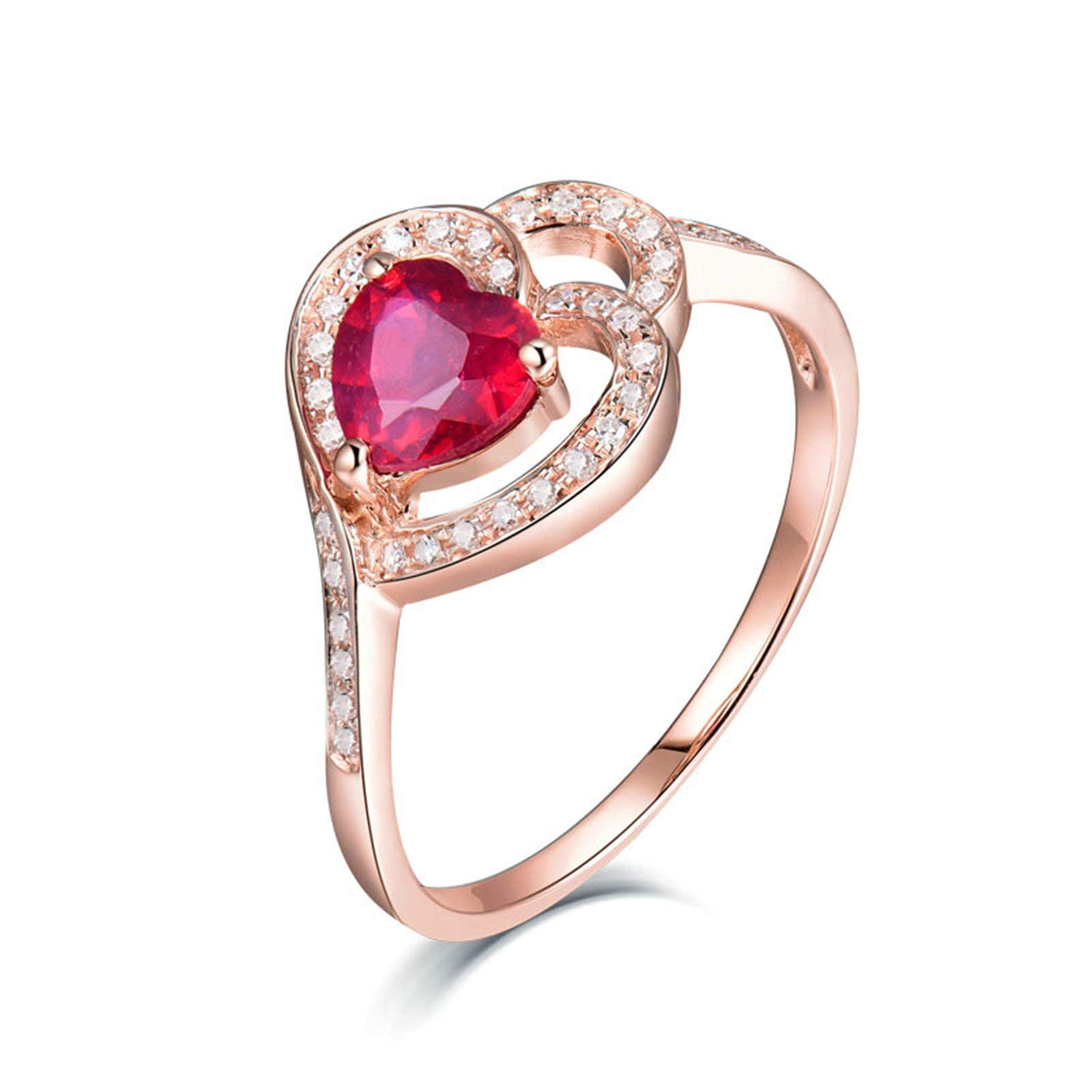 18K Gold Heart Cut Red Ruby & Diamond Ring for Women - 1.02ct Ruby with 0.16ct Diamond - Valentine's Day Gift, Anniversary Gift, Birthday Present - Perfect for Romantic Occasions & Special Celebrations