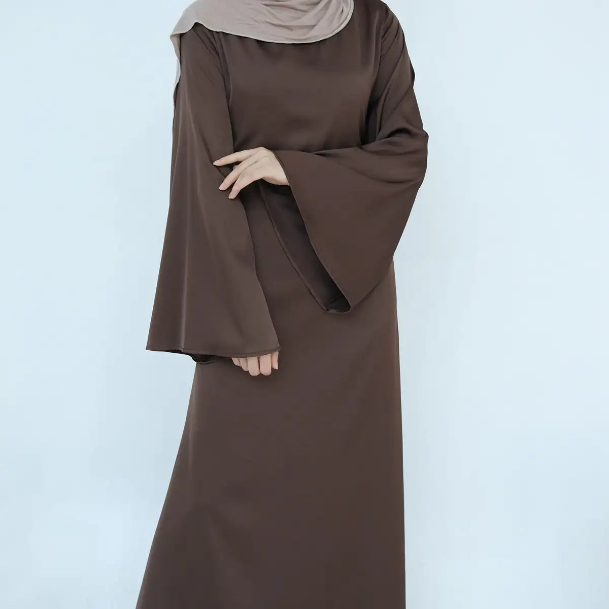 Adjustable Belt Satin Abaya Dress for Women - Modest Islamic Prayer Dress with Comfortable Fit - Perfect for Eid, Ramadan, and Special Occasions