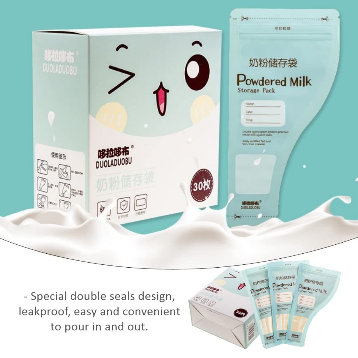 Kisangel 30pcs Disposable Breast Milk Storage Bags - Leakproof Powder Formula Dispenser for Baby Feeding - Perfect for Travel, Daycare & On-the-Go Parents