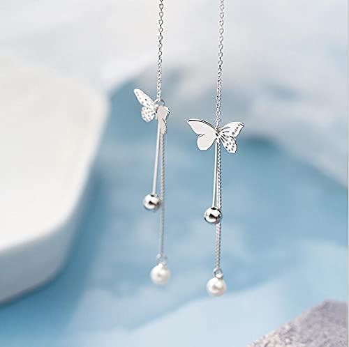18K Gold Plated Dainty Vivid Butterfly Tassel Earrings - Silver Post CZ 3D Drop Dangle Earrings for Women & Girls | Fairy Jewelry for Parties, Weddings & Everyday Wear