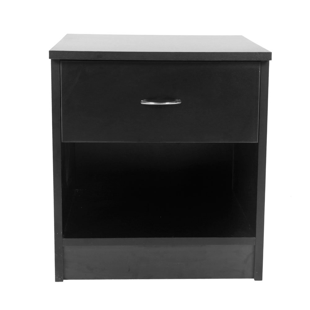 Kcelarec 2-Tier Nightstand with Sliding Drawer & Shelf - Modern End Table for Bedroom, Living Room & Home Office - Black Storage Cabinet for Books, Files & Bedside Essentials