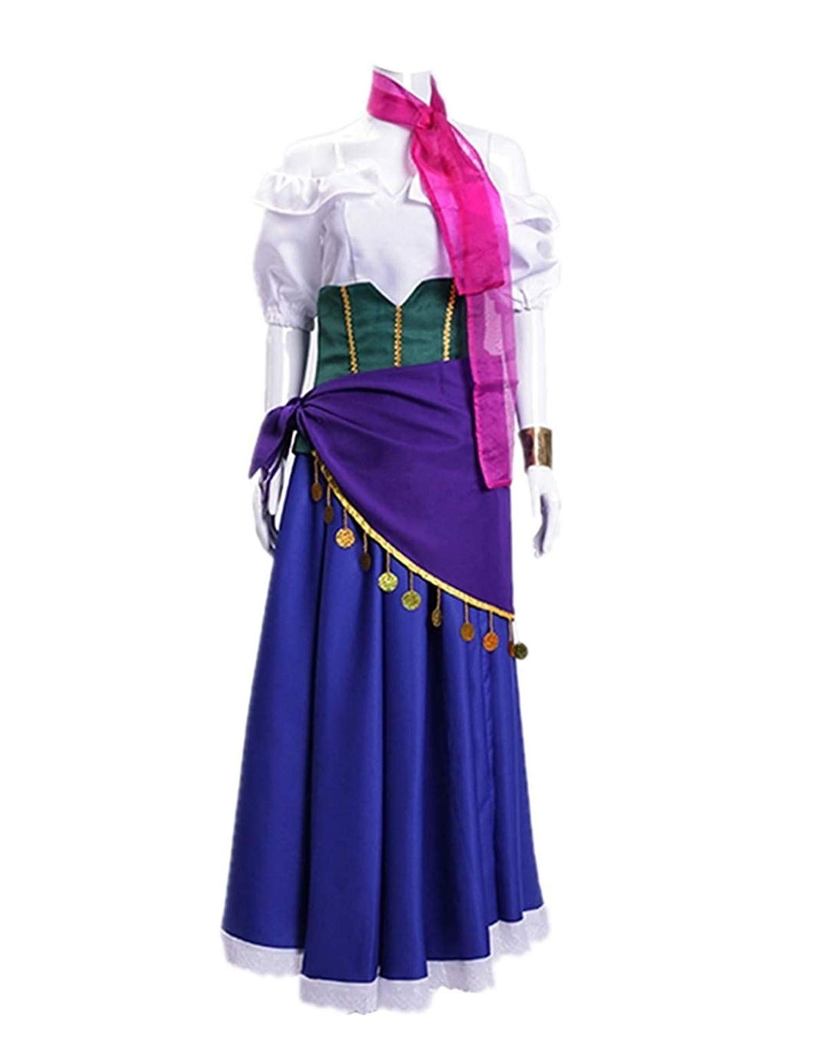 Paris Princess Cosplay Costume | Gypsy Girl Dress | Halloween Costume Full Set (Light Blue, Custom Size) | Renaissance Fair, Themed Parties, Cosplay Events