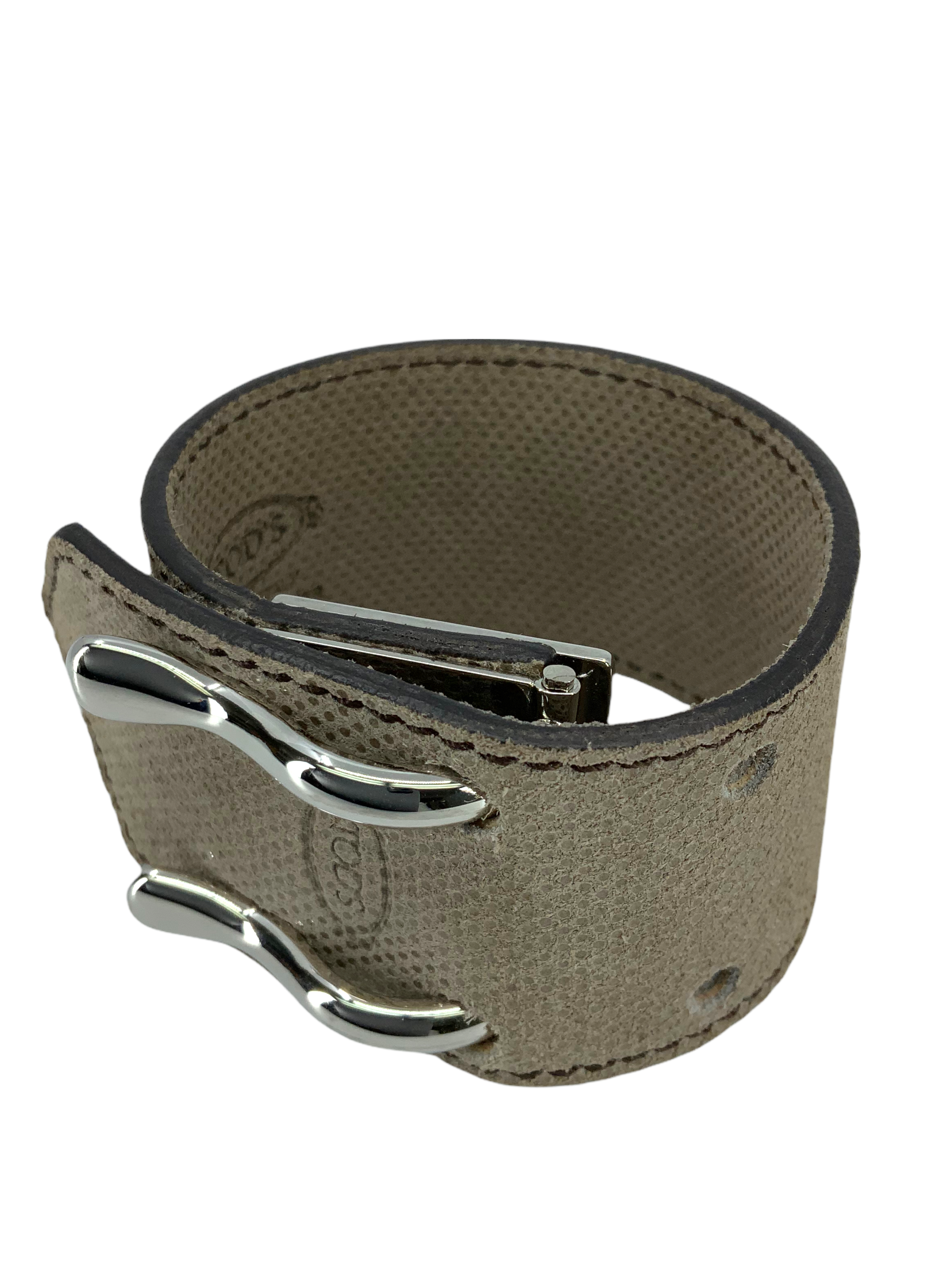 Tod's Genuine Leather Double Hook Cuff Bracelet for Women - Elegant Adjustable Wristband for Casual & Formal Occasions