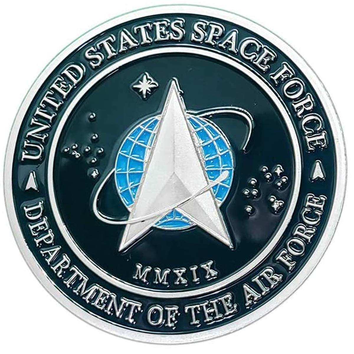 United States Space Force Challenge Coin Silver - USA Military Collectible for Display, Gifts & Special Events