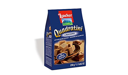 Loacker Quadratini Chocolate Wafer Cookies - Bite Size Snacks with Cocoa Cream (8.82 Oz, Pack of 3) | Natural Ingredients, No Artificial Flavors | Perfect for Office Snacks, School Lunches & Coffee Breaks