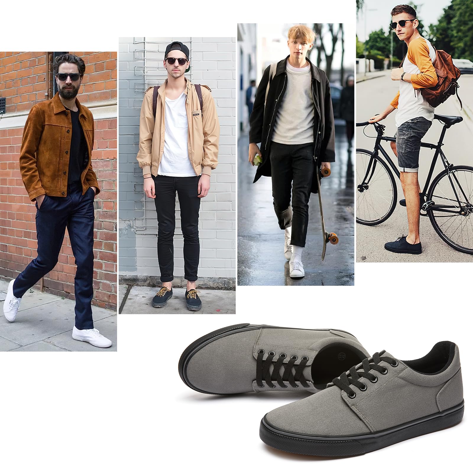 **Men's Classic Canvas Sneakers - Low Top Lace-Up Comfortable Skate Casual Shoes for Everyday Wear & Street Style**    *Use Scenarios: Perfect for casual outings, skateboarding, streetwear fashion, and everyday comfort.*