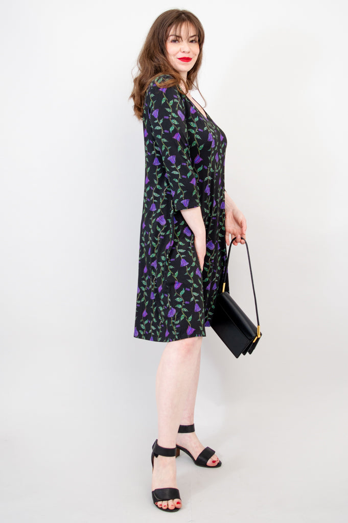 Callie 3/4 Sleeve Floral Dress - Bamboo Fabric - Perfect for Summer Outings & Beach Vacations
