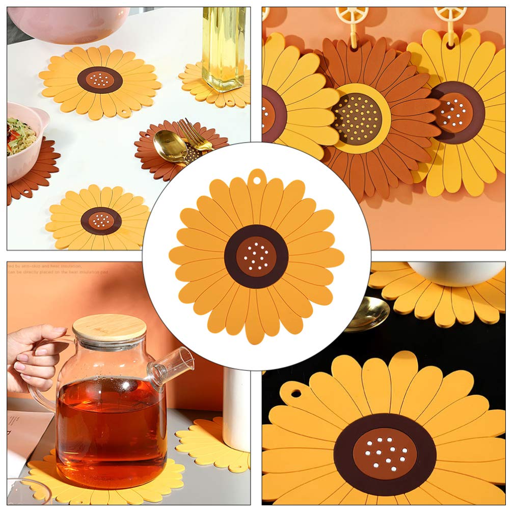 Sunflower Round Placemats Set of 4 - Non-Slip Table Mats for Dining, Party, Coffee Table - Waterproof Coasters for Home Decor & Kitchen Use - Perfect for Indoor/Outdoor Entertaining